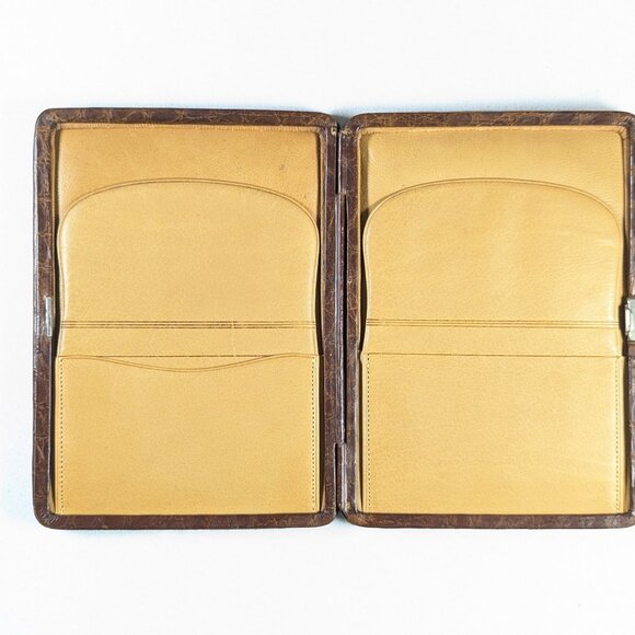 Antique English leather travel wallet, calling card case, passport sleeve - Picture 3 of 12